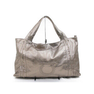 Salvatore Ferragamo Gancini logo tote bag handbag silver gold sports